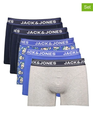 Jack & Jones Bokserki (5 par) "Kingston" w kolorze granatowo-niebiesko-jasnoszarym rozmiar: L
