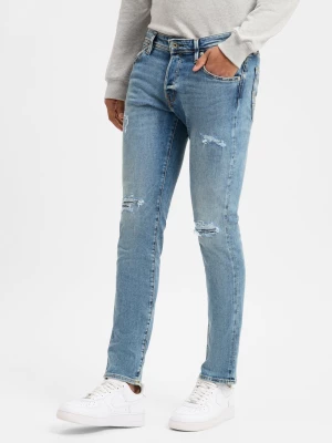 Jack & Jones Dżinsy - Glenn Mężczyźni Bawełna niebieski jednolity,