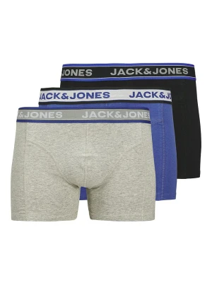 JACK & JONES Junior Bokserki (3 pary) "Christian" w kolorze szarym, niebieskim i czarnym rozmiar: 140