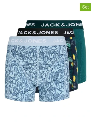 JACK & JONES Junior Bokserki (3 pary) "Jake" w kolorze granatowym, błękitnym i zielonym rozmiar: 140