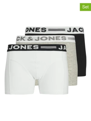 JACK & JONES Junior Bokserki (3 pary) "Sense Trunks" w kolorze szarym, czarnym i białym rozmiar: 128