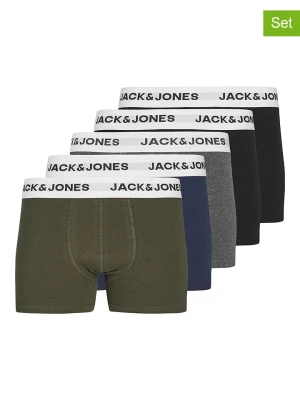 JACK & JONES Junior Bokserki (5 par) w kolorze czarno-oliwkowo-granatowym rozmiar: 164