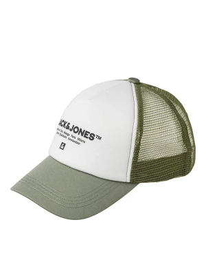 JACK & JONES Junior Czapka "Script" w kolorze oliwkowo-białym rozmiar: L/XL