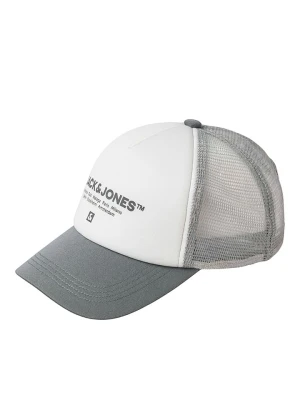 JACK & JONES Junior Czapka "Script" w kolorze szaro-białym rozmiar: S/M