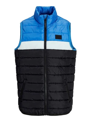 JACK & JONES Junior Kamizelka pikowana "Wing" w kolorze niebiesko-czarnym rozmiar: 164