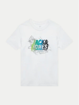 Jack&Jones Junior T-Shirt Map Summer 12257988 Biały Regular Fit