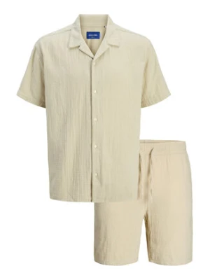 Jack&Jones Komplet koszula i szorty materiałowe Easter 12281255 Beżowy Relaxed Fit