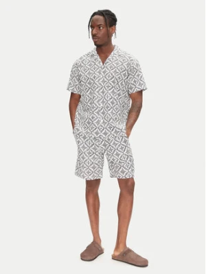 Jack&Jones Komplet koszula i szorty materiałowe Seersucker 12284648 Szary Relaxed Fit