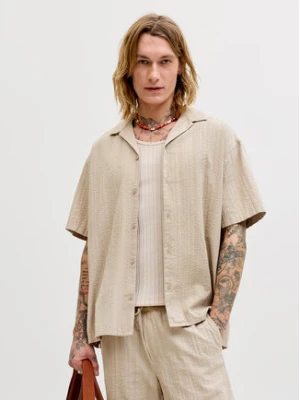 Jack & Jones Komplet koszula i szorty materiałowe Tyson 12297649 Beżowy Relaxed Fit