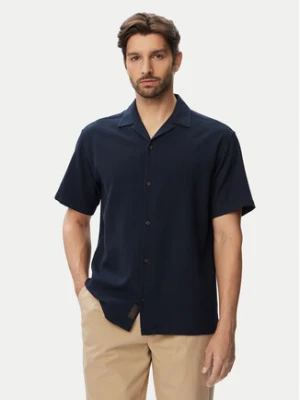 Jack & Jones Koszula Global Waffle Resort 12295551 Granatowy Relaxed Fit