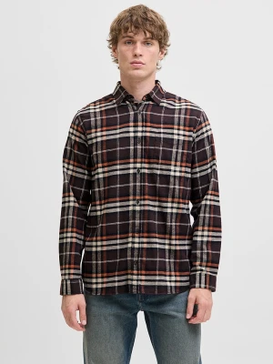 Jack & Jones Koszula "James" w kolorze czarno-pomarańczowo-kremowym rozmiar: L