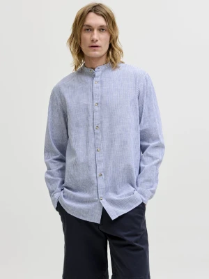 Jack & Jones Koszula z domieszką lnu Mężczyźni Regular Fit Bawełna niebieski