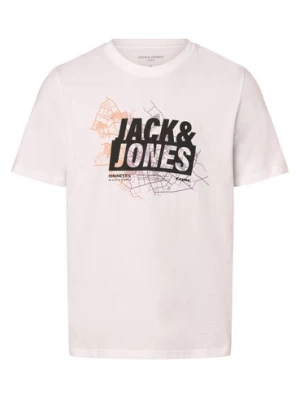 Jack & Jones Koszulka męska - JComap Mężczyźni Bawełna biały nadruk,
