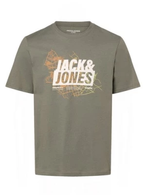 Jack & Jones Koszulka męska - JComap Mężczyźni Bawełna zielony nadruk,