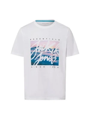 Jack & Jones Koszulka męska - JJColton Mężczyźni Bawełna biały nadruk,