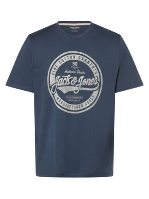 Jack & Jones Koszulka męska - JJEJeans Mężczyźni Bawełna niebieski nadruk,