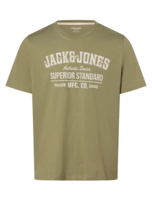 Jack & Jones Koszulka męska - JJEJeans Mężczyźni Bawełna zielony nadruk,