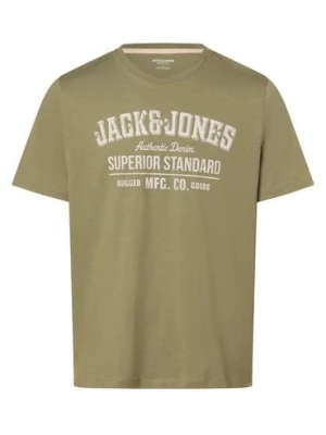 Jack & Jones Koszulka męska - JJEJeans Mężczyźni Bawełna zielony nadruk,