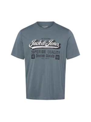 Jack & Jones Koszulka męska - JJELogo Mężczyźni Bawełna niebieski|szary nadruk,