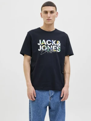 Jack & Jones Koszulka męska - JJGEplas Mężczyźni Bawełna niebieski nadruk,
