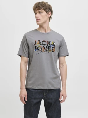 Jack & Jones Koszulka męska - JJGEplas Mężczyźni Bawełna szary nadruk,