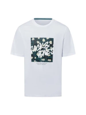 Jack & Jones Koszulka męska - JJHawaii Mężczyźni Bawełna biały nadruk,
