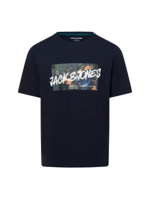 Jack & Jones Koszulka męska - JJHawaii Mężczyźni Bawełna niebieski nadruk,