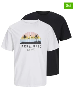 Jack & Jones Koszulki (2 szt.) w kolorze białym i czarnym rozmiar: L