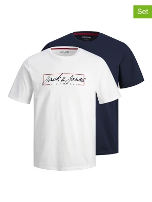 Jack & Jones Koszulki (2 szt.) w kolorze białym i granatowym rozmiar: S