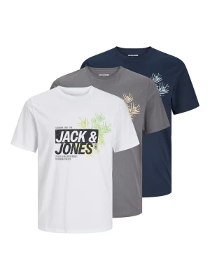 Jack & Jones Koszulki (3 szt.) "Jaxon" w kolorze szaro-biało-granatowym rozmiar: M