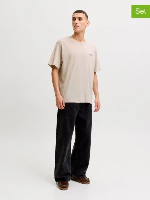 Jack & Jones Koszulki (3 szt.) "Jjearchive" w kolorze beżowym, khaki i antracytowym rozmiar: S