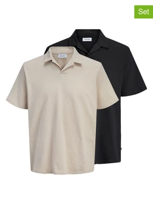 Jack & Jones Koszulki polo (2 szt.) "Devin" w kolorze beżowym i czarnym rozmiar: S