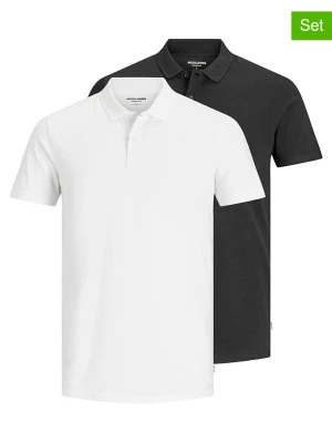 Jack & Jones Koszulki polo (2 szt.) "Jjebasic" w kolorze biało-czarnym rozmiar: L