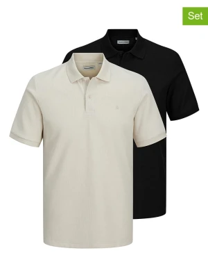 Jack & Jones Koszulki polo (2 szt.) w kolorze beżowym i czarnym rozmiar: M