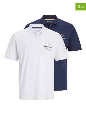 Jack & Jones Koszulki polo (2 szt.) w kolorze granatowo-białym rozmiar: L