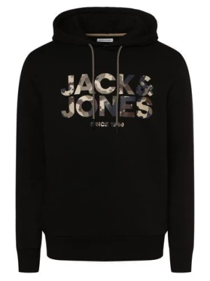 Jack & Jones Męska bluza z kapturem Mężczyźni Materiał dresowy czarny nadruk,
