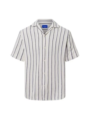 Jack & Jones Męska koszula casual - Jorcoba Mężczyźni Comfort Fit Bawełna beżowy|zielony w paski,
