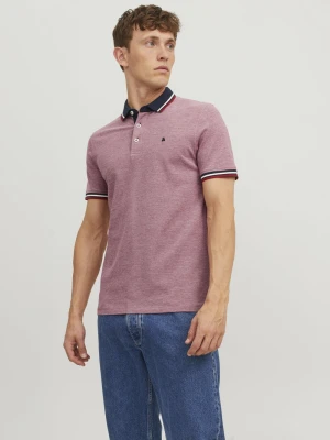 Jack & Jones Męska koszulka polo Mężczyźni Bawełna czerwony marmurkowy,