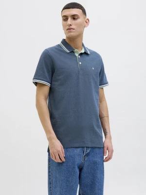 Jack & Jones Męska koszulka polo Mężczyźni Bawełna niebieski jednolity,