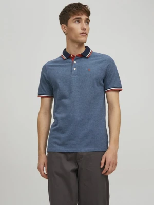 Jack & Jones Męska koszulka polo Mężczyźni Bawełna niebieski marmurkowy,