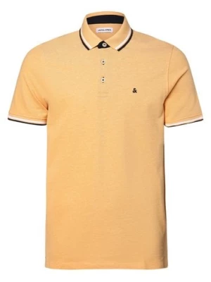 Jack & Jones Męska koszulka polo Mężczyźni Bawełna pomarańczowy wypukły wzór tkaniny,