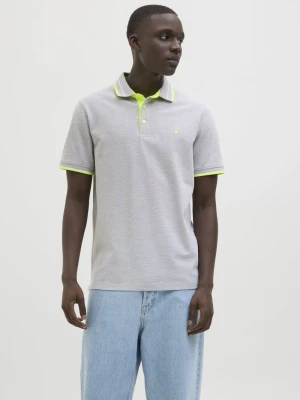 Jack & Jones Męska koszulka polo Mężczyźni Bawełna szary jednolity,
