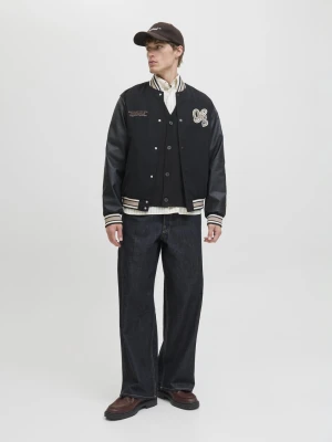 Jack & Jones Męski kardigan Mężczyźni Sztuczne włókno czarny jednolity,