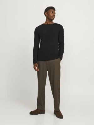 Jack & Jones Męski sweter Mężczyźni Bawełna czarny jednolity,