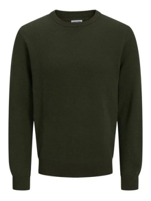 Jack & Jones Męski sweter z dzianiny - JJEGlobe Mężczyźni Bawełna zielony jednolity,