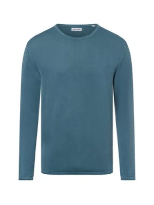Jack & Jones Męski sweter z dzianiny - JJEleo Mężczyźni Bawełna niebieski jednolity,