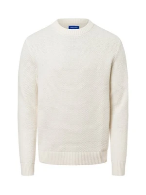 Jack & Jones Męski sweter z dzianiny - Joreaton Mężczyźni Bawełna biały wypukły wzór tkaniny,
