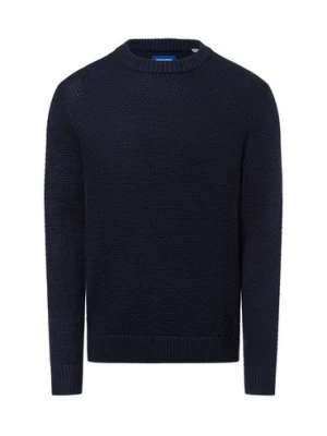 Jack & Jones Męski sweter z dzianiny - Joreaton Mężczyźni Bawełna niebieski wypukły wzór tkaniny,