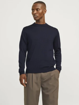 Jack & Jones Męski sweter z dzianiny Mężczyźni Bawełna niebieski jednolity,