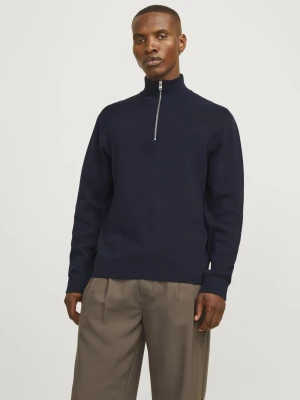 Jack & Jones Męski sweter z dzianiny - Milano Mężczyźni Bawełna niebieski jednolity,